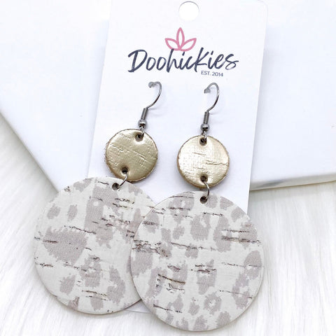 2.5" Platinum & Nude Leopard Piggyback Corkies -Earrings