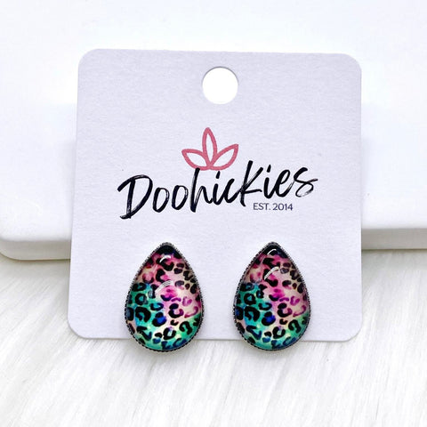 Big as Texas Bright Leopard Teardrops -Summer Earrings
