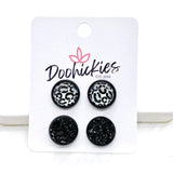 12mm Metallic Leopard Duos in Black Settings -Earrings