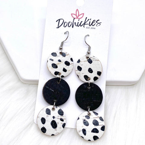 3" Dalmation/Black/Dalmatian Triple Corkies