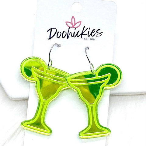 1.5" Lime Mirror Margarita Acrylics -Earrings