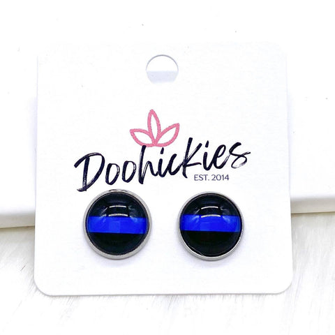 12mm Solid Blue Lines in Stainless Steel Settings