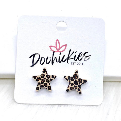 14mm Leopard Star Acrylics -Patriotic Earrings