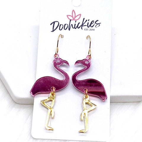 2" Mirror Flamingo Acrylics -Summer Earrings