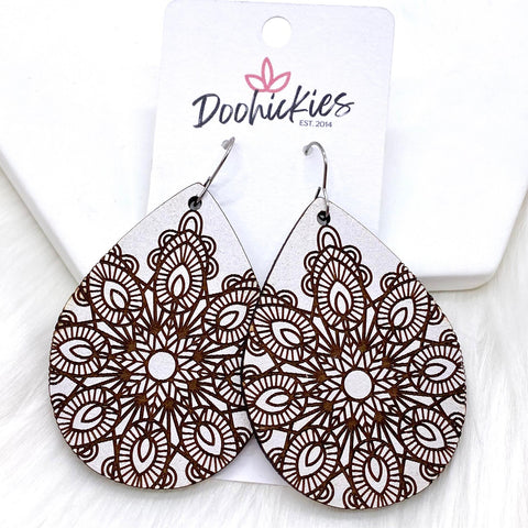 2.5" Mandala Embossed Wood -Earrings