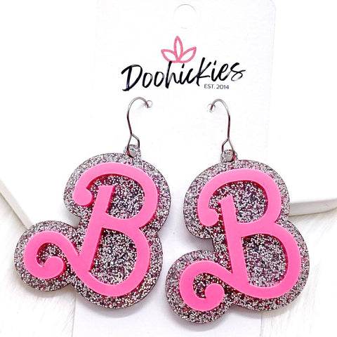 1.75" Glitzy Layered B Acrylics -Earrings