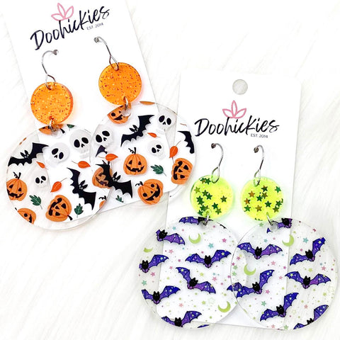 2.5" Halloween Acrylic Piggybacks -Halloween Earrings
