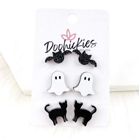 Glittery Bats/Ghost/Black Cats -Halloween Earrings