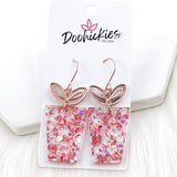 Rose Gold Confetti Presents -Christmas Earrings