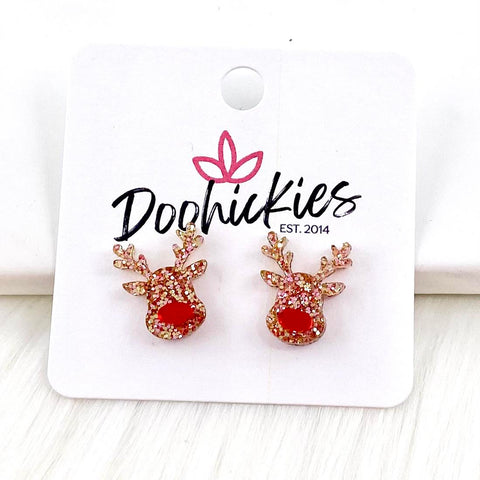 Rudolph Reindeer Studs -Christmas Earrings