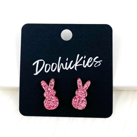 16mm Pink Glitter Marshmallow Bunnies