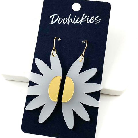 2" Frosted Split 3-D Daisy Acrylics -Spring Earrings