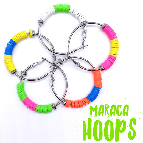 1.5" Maraca Heishi Hoops -Cinco de Mayo Earrings