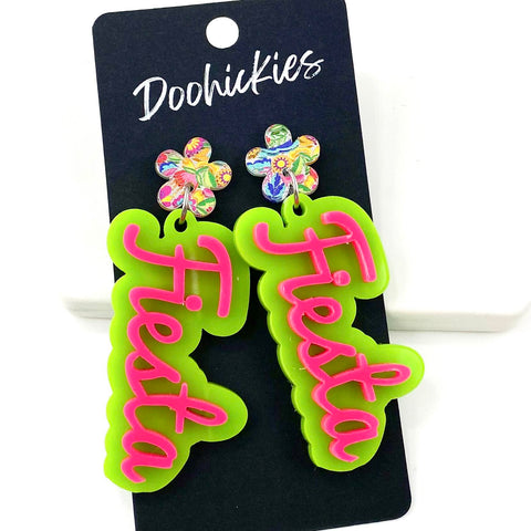2.5" Layered Fiesta Acrylic Dangles- Cinco de Mayo Earrings