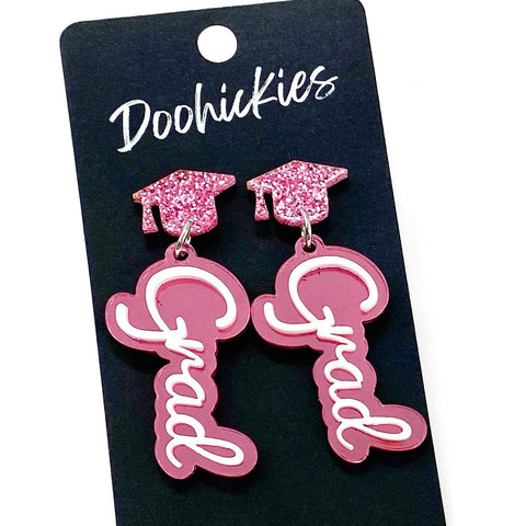 2" Layered Grad Dangles- Graduation Earrings