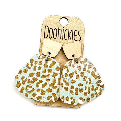 2" Light Wood and Sea Leopard Cork Jasmines - Cork Earrings
