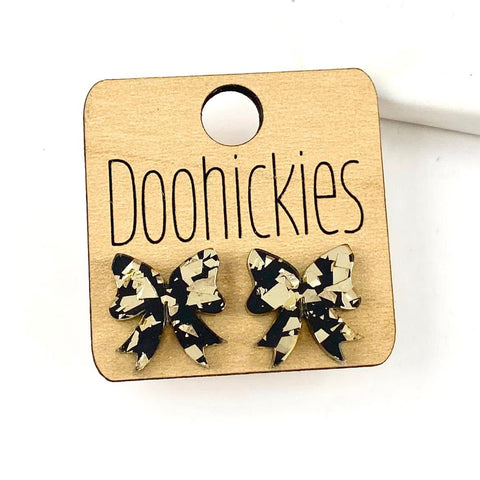 15mm Ring in the New Year Bow Studs - Acrylic New Years Earrings