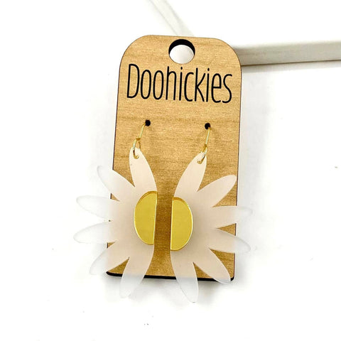 Dainty Frosted Half Daisy Acrylics - Spring Earrings