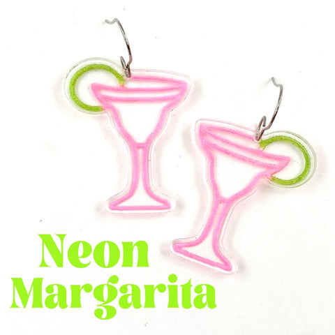 1.75" Neon Margarita Acrylics - Cinco de Mayo Earrings