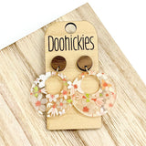 Fall Coral Floral Double O Acrylic Dangles Earrings
