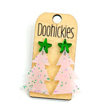 Speckled Glitter Layered Tree Collection - Christmas Acrylic Earrings