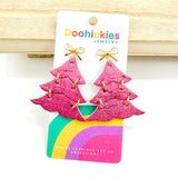 Shades of Pink Shimmer Christmas Tree Earring Collection