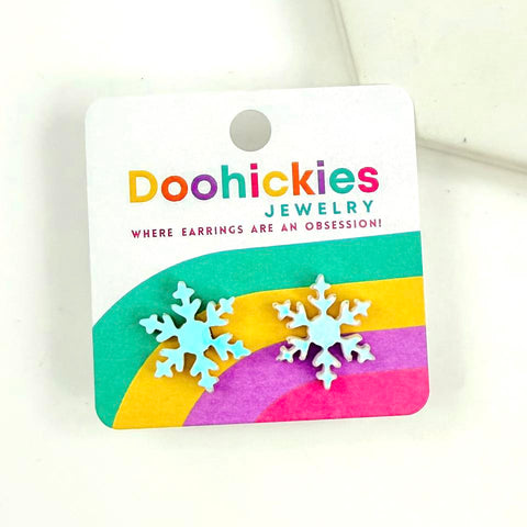 Shimmer and Glitter Snowflake Christmas Stud Earrings