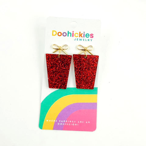 Traditional Christmas Present Acrylic Dangle Earrings