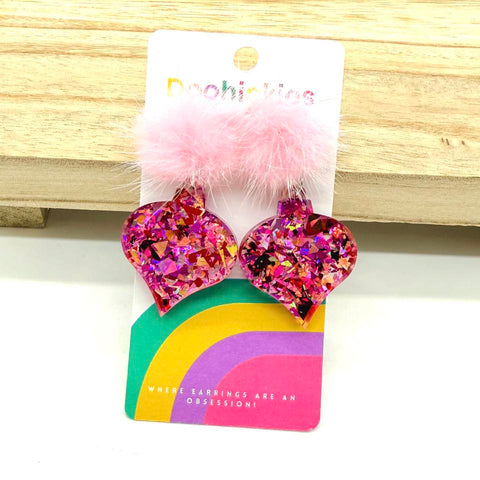 Light Pink Pom Pom Ornament Christmas Acrylic Earrings