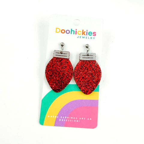 Traditional Glitter Christmas Light Bulb Earring Collection