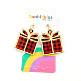 Layered Buffalo Plaid Christmas Present Earring Collection