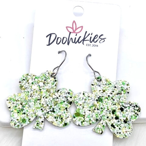 1.5" Shamrock Glitter Shamrock Corkies -Earrings