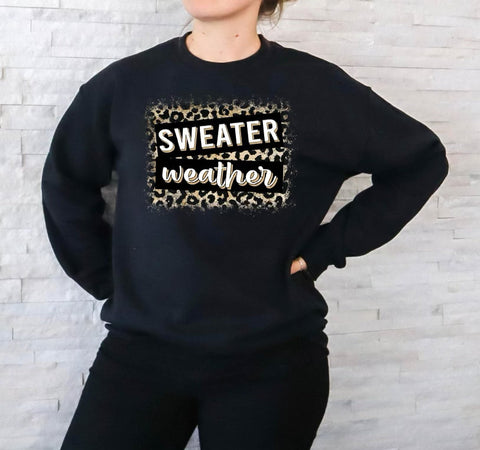 Sweater Weather- Leopard Black Crew - PLEASE ALLOW 3-5 DAYS FOR SHIPPING