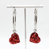 Red Glitter Valentine Heart Collection (Earrings and Bracelet Sold Separately)