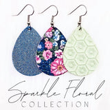 1.5" Sparkles Floral Mini Collection (leather) -Earrings