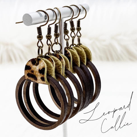 The Leopard Callie Collection (leather & wood) -Earrings