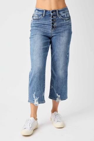 Judy Blue High Waisted Wide Leg Cropped Jeans