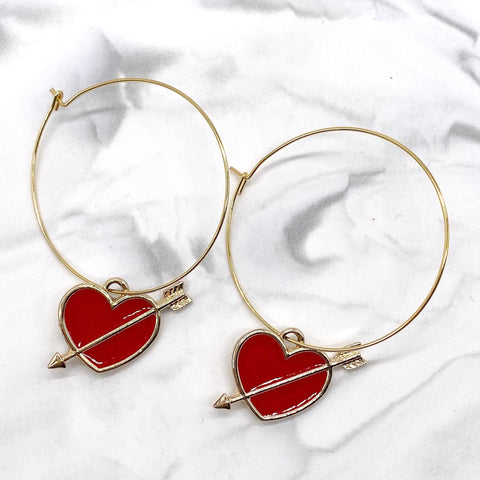 Shot Through the Heart Hoops -Earrings