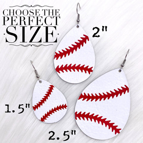 Baseball Teardrops (3 Sizes) -Sports Earrings