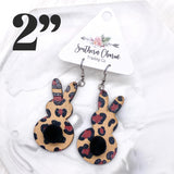 Wooden Leopard Bunny Tails -Earrings