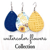 1.5" Watercolor Flowers Mini Collection (Leather) -Earrings