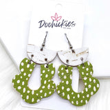 2.5" White & Vintage Doodle Dot Cork Loopies (3 Colors) -Earrings