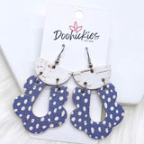 2.5" White & Vintage Doodle Dot Cork Loopies (3 Colors) -Earrings