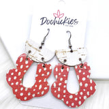 2.5" White & Vintage Doodle Dot Cork Loopies (3 Colors) -Earrings