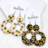 2.5" Sunflower Double O Corkies -Summer Earrings