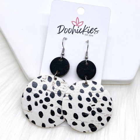 2.5" Black & Dalmatian Piggyback Corkies -Earrings