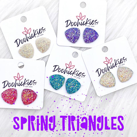 16mm Glittery Spring Triangles -Earrings
