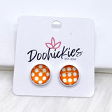 12mm Bright Polka Dots in White Settings -Summer Earrings