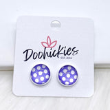 12mm Bright Polka Dots in White Settings -Summer Earrings