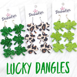 3" Lucky Shamrock Acrylic Dangles -Earrings